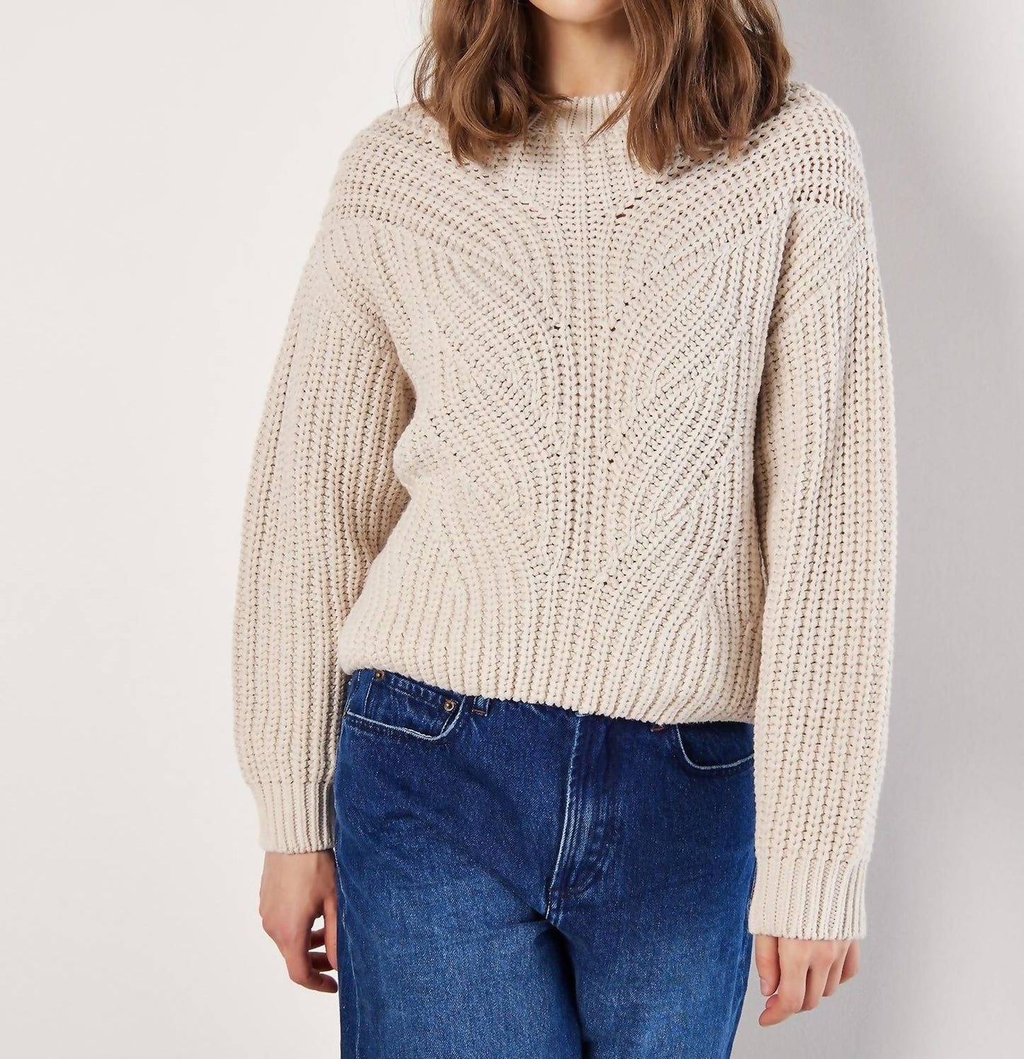 Apricot - Chunky Cable Knit Sweater