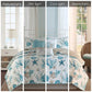 6 Piece Cotton Sateen Quilt Set with Throw Pillows Aqua Full/Queen