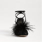 Sam Edelman - Women's Layton Ankle Strap Spool Heeled Feather Detailed Sandals