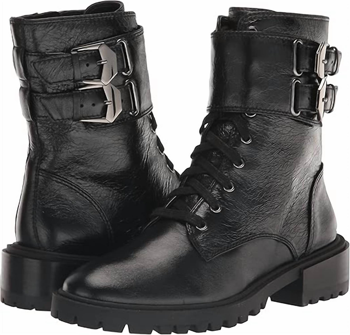 Vince Camuto - Women's Croc Lace Up Fawdry Block Heel Leather Combat Boot