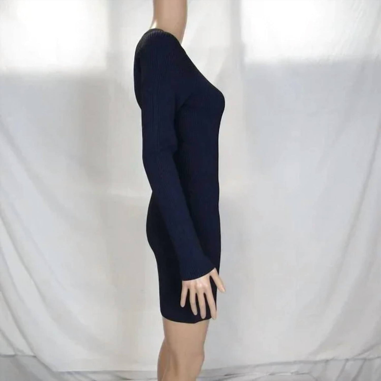 A.L.C. - Women's Stretch Ribbed Long Sleeve Mini Dress