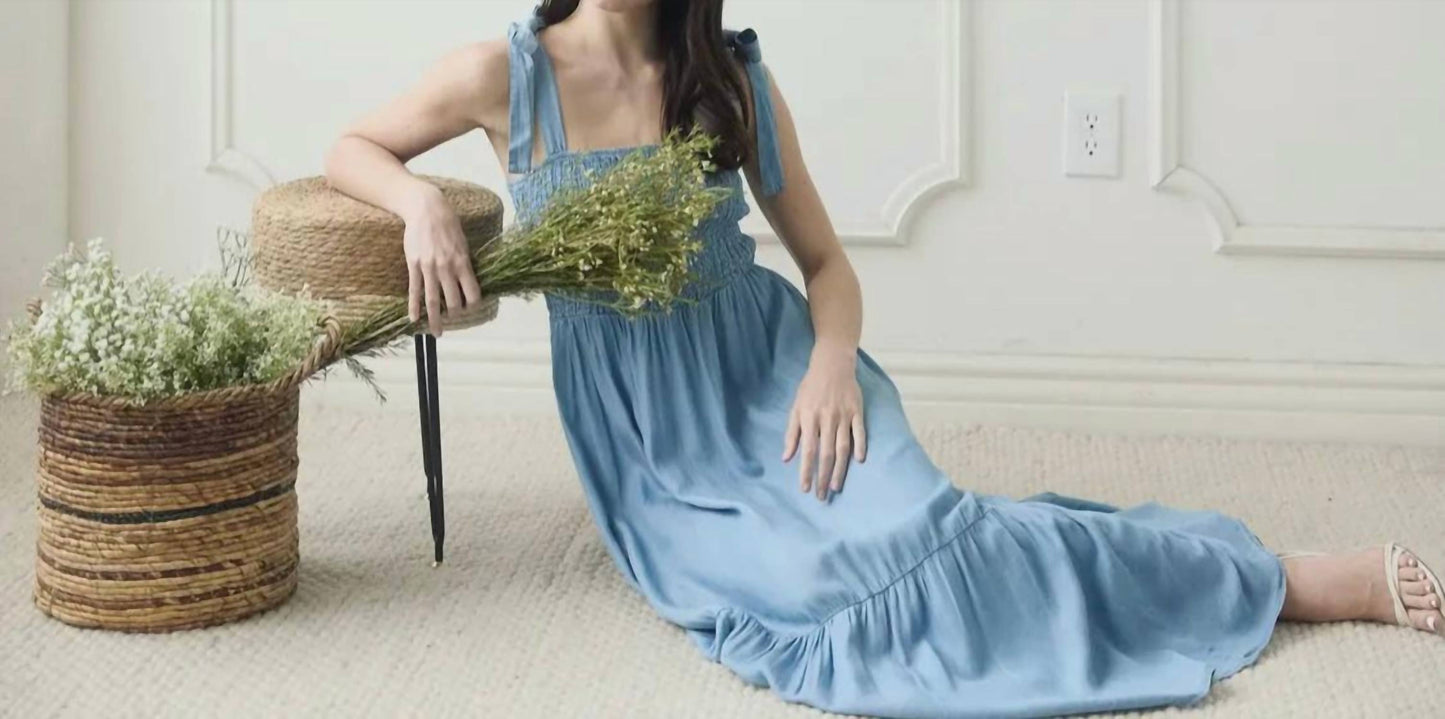 Blu Pepper - Smocked Tie Strap Maxi Dress