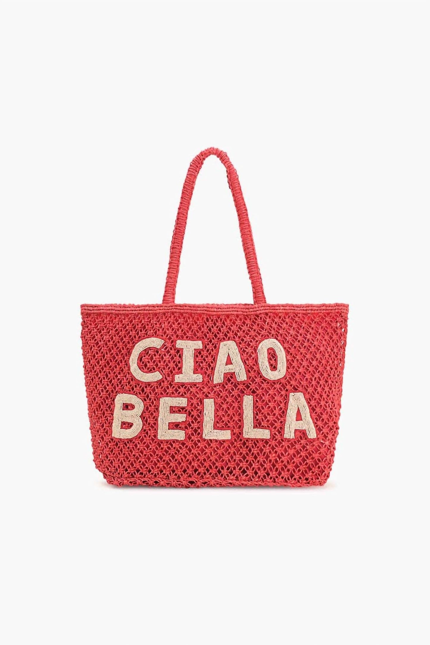 America & Beyond - Women's Ciao Bella Beaded Macrame Jute Tote Bag
