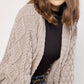 Apricot - Chunky Cable Knit Midi-Cardigan