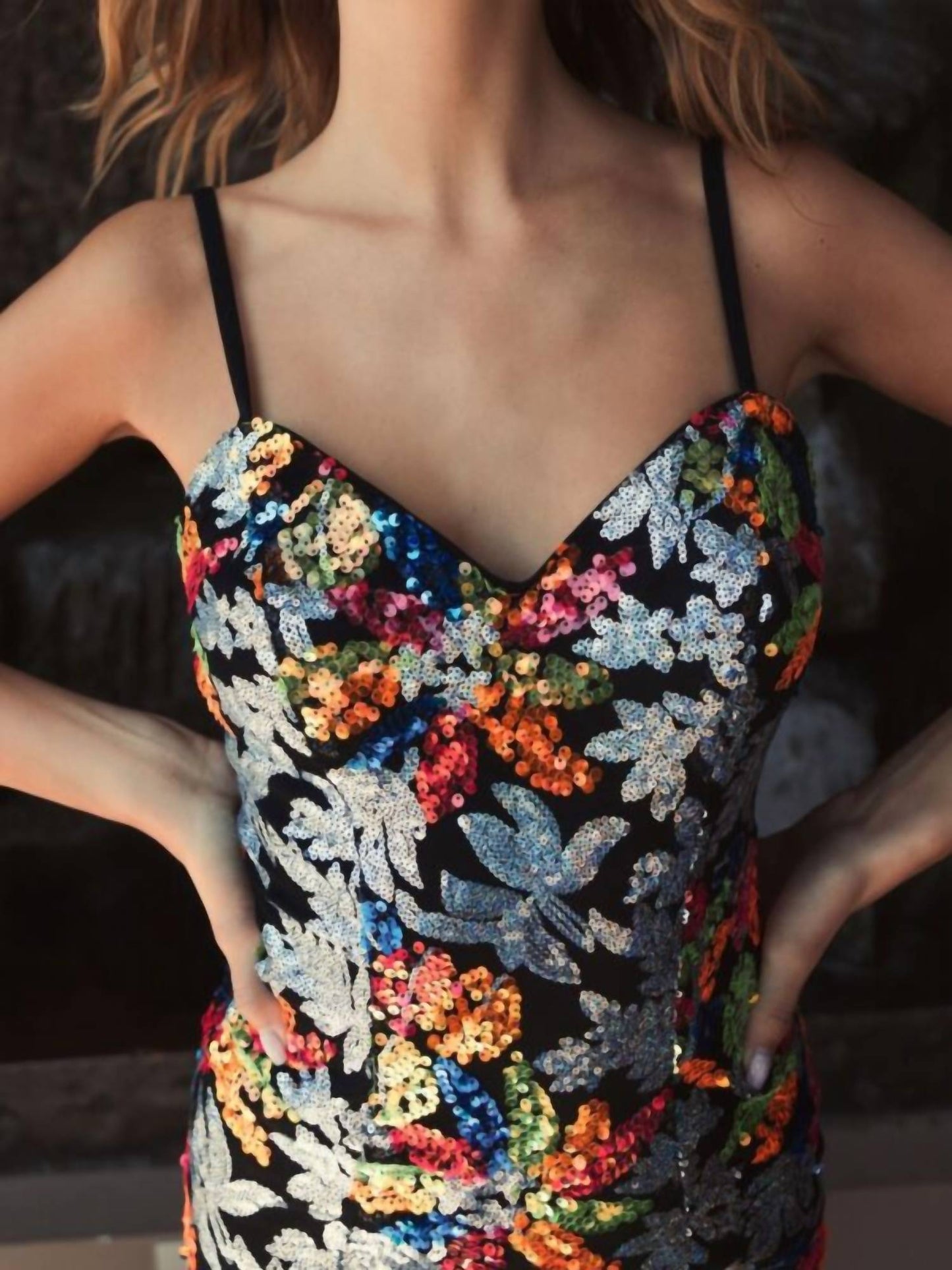 Mac Duggal - Floral Sequined Mini Cocktail Dress