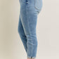 Judy Blue - Mid Rise Bleach Wash Cuffed Boyfriend Denim Jeans - Plus Size