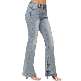 Judy Blue - Calça Jeans Flare Pin Tack Colorida