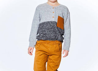 Deux Par Deux - Boys' Quilt Pocket Brushed Jersey Top