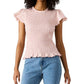 Steve Madden - Cecilie Crew Neck Short Sleeve Smocked Peplum Top