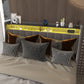 Bed With LED Lights, 4 Drawers, Winged Headboard Upholstered