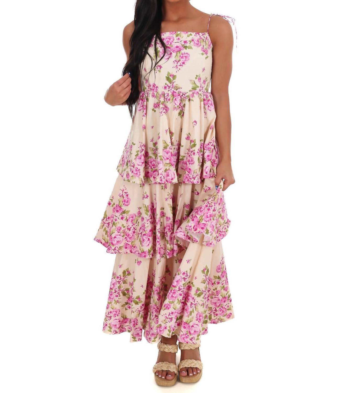 Flying Tomato - Sweet Stroll Floral Midi Dress