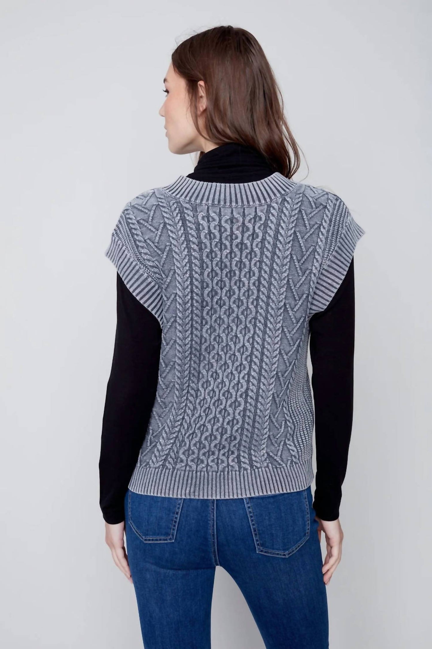 Charlie B - Cable Knit V-neck Sweater Vest
