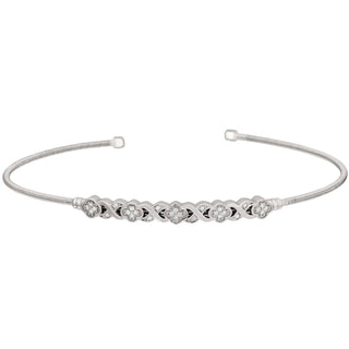 Bella Cavo - Pulseira de ródio com design de flor Xo de diamante