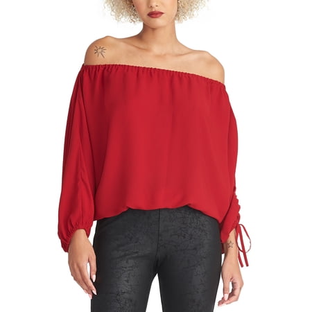 Rachel Rachel Roy Women s Off-The-Shoulder Tie-Sleeve Top Red Size X-Small