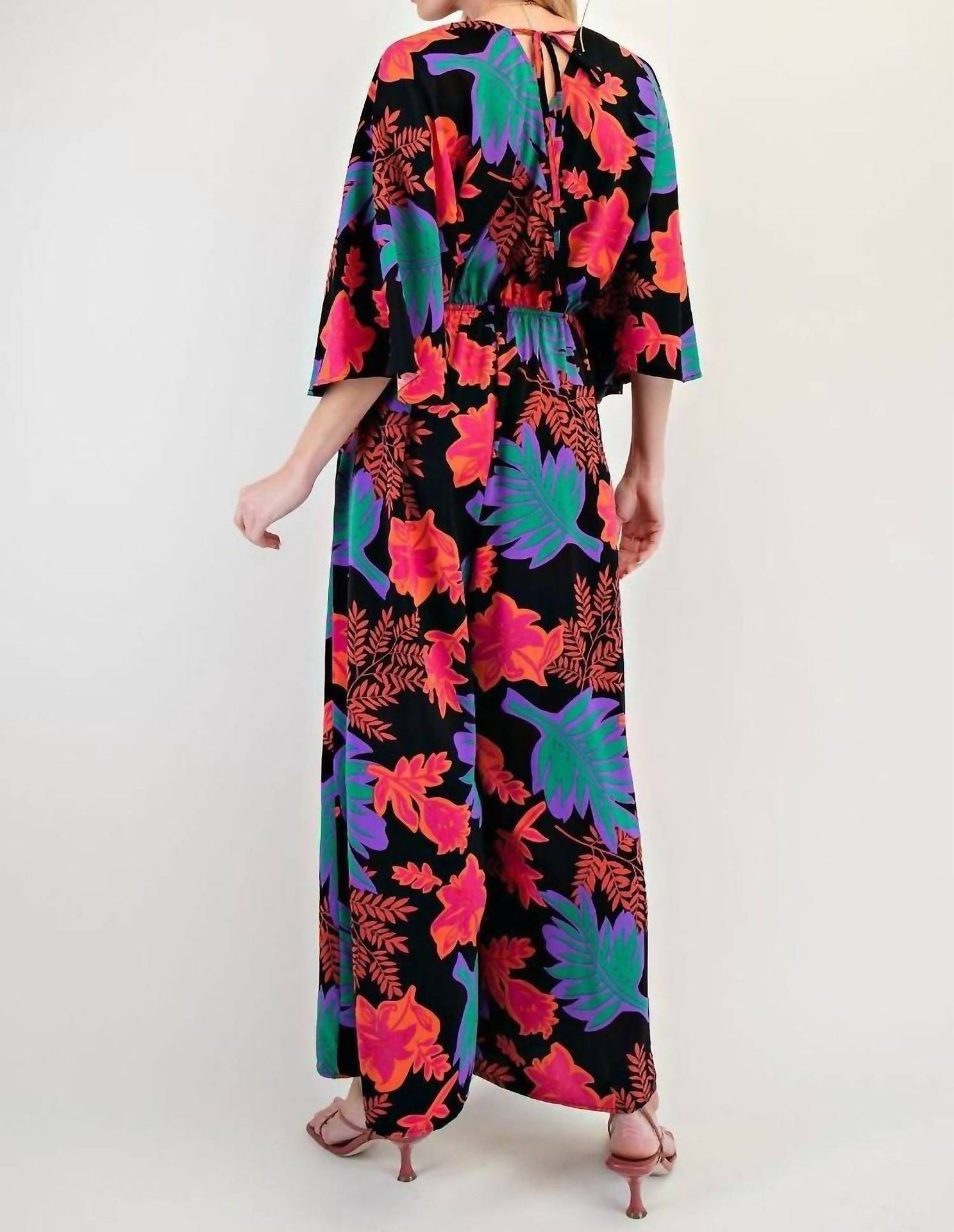 Easel - Half Sleeves V Neck Printed Romper