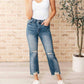 Judy Blue - Women's High Waist Distressed Crop Straight Leg Jeans