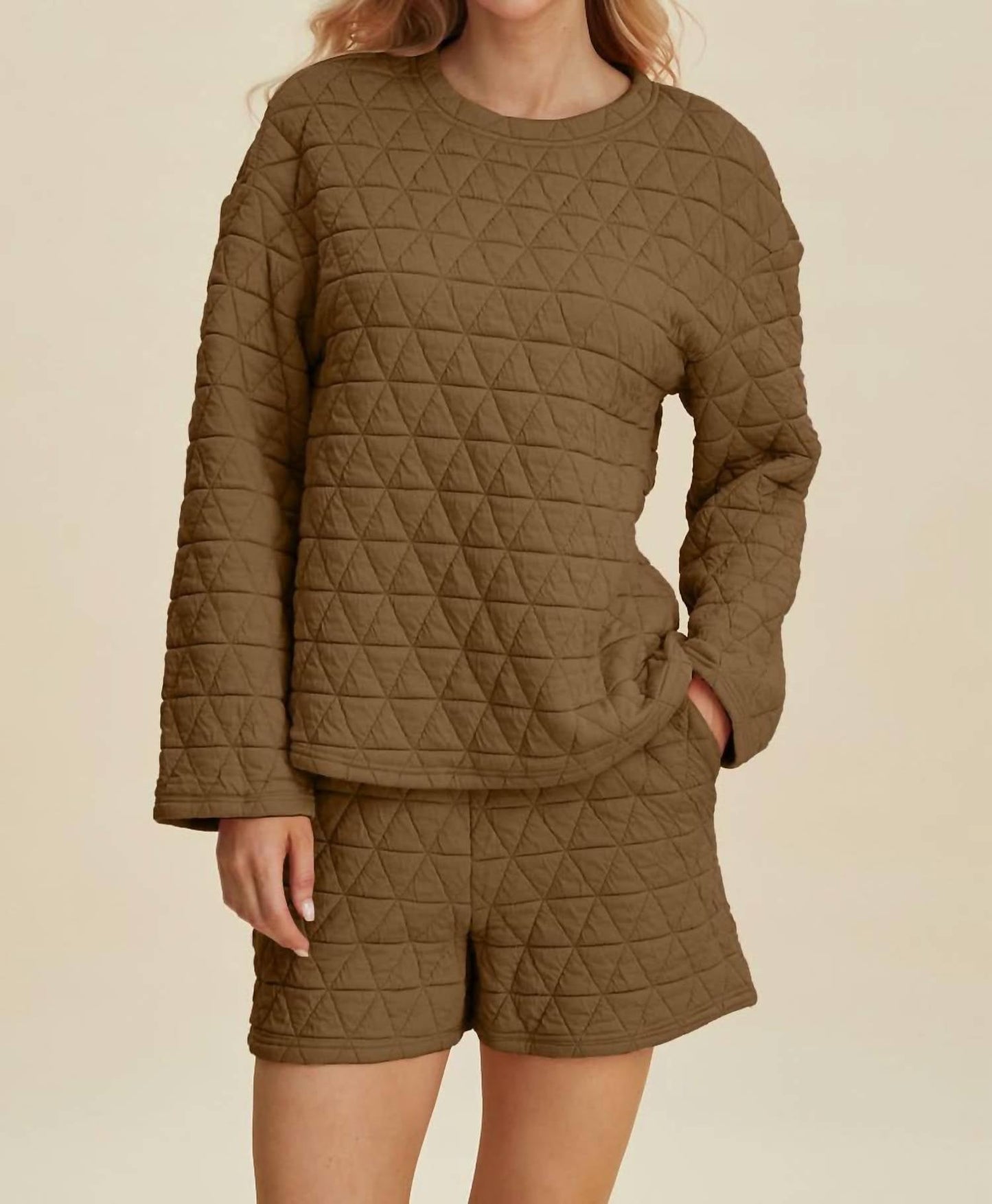 Double Take - Textured Top And Shorts Set