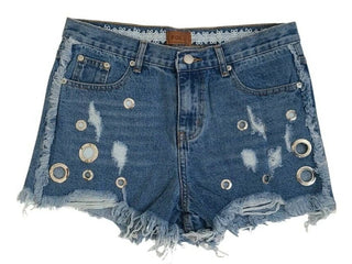 Pol - Shorts jeans com borda crua