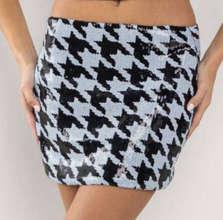 Better Be - Houndstooth Sequin Skirt