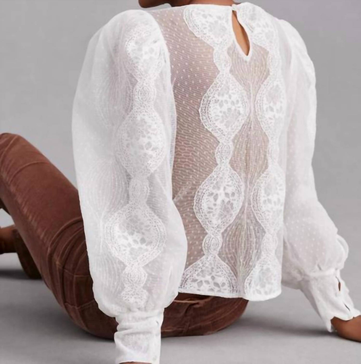 By Anthropologie - Sheer Lace Blouse