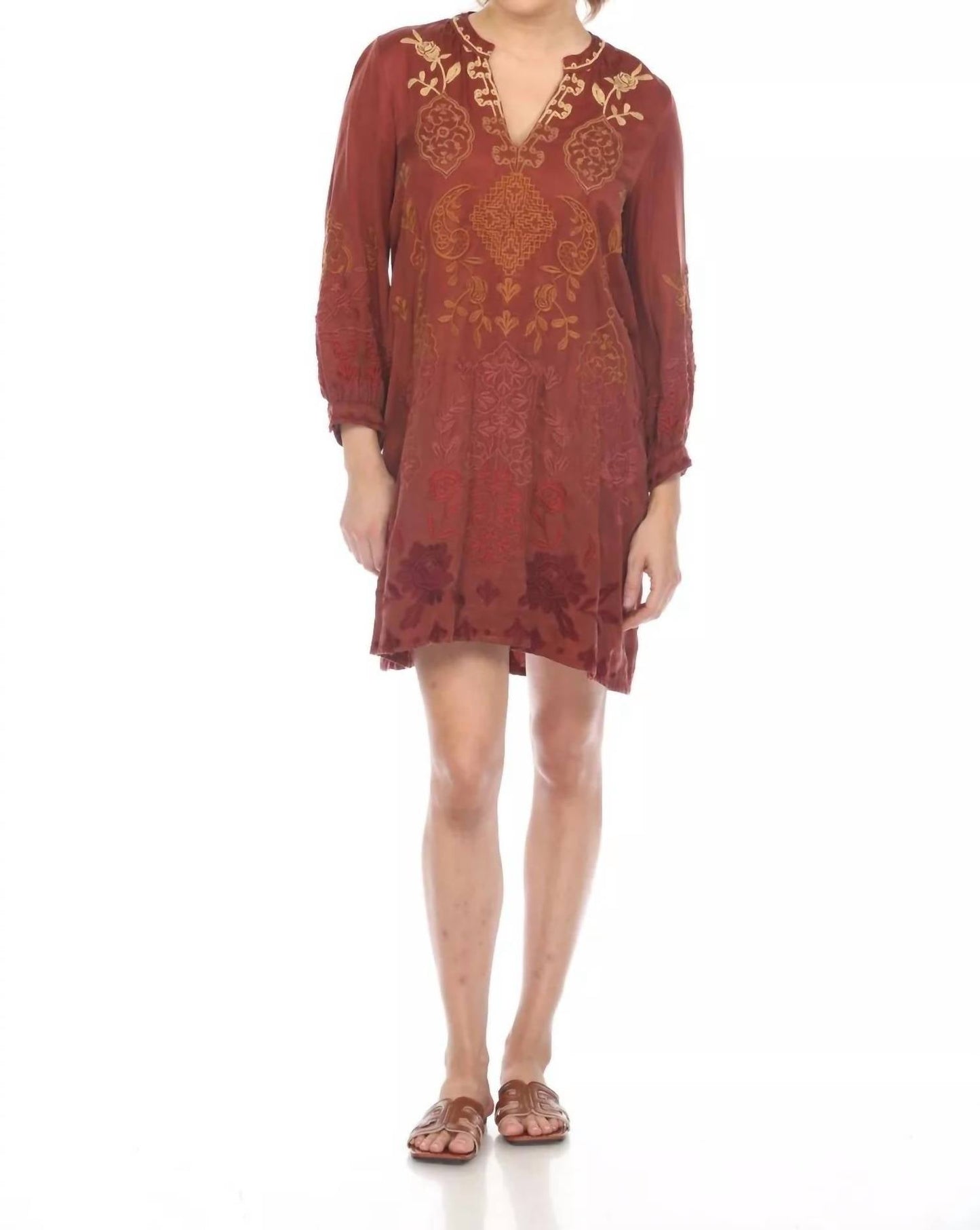 Johnny Was - Kiana Bishop Sleeve V Neck Dress