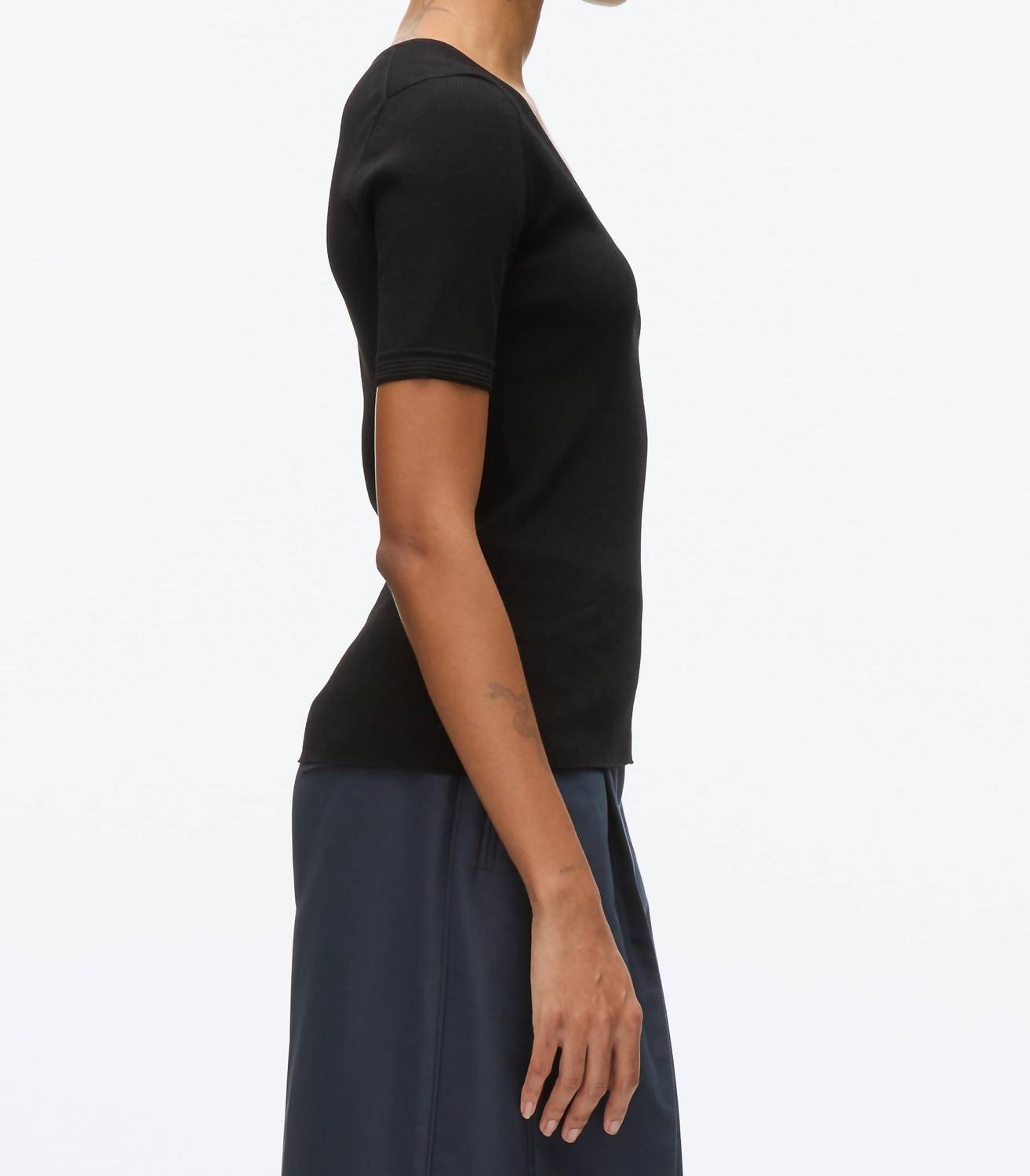 3.1 Phillip Lim - Compact Rib Short Sleece V-neck Top