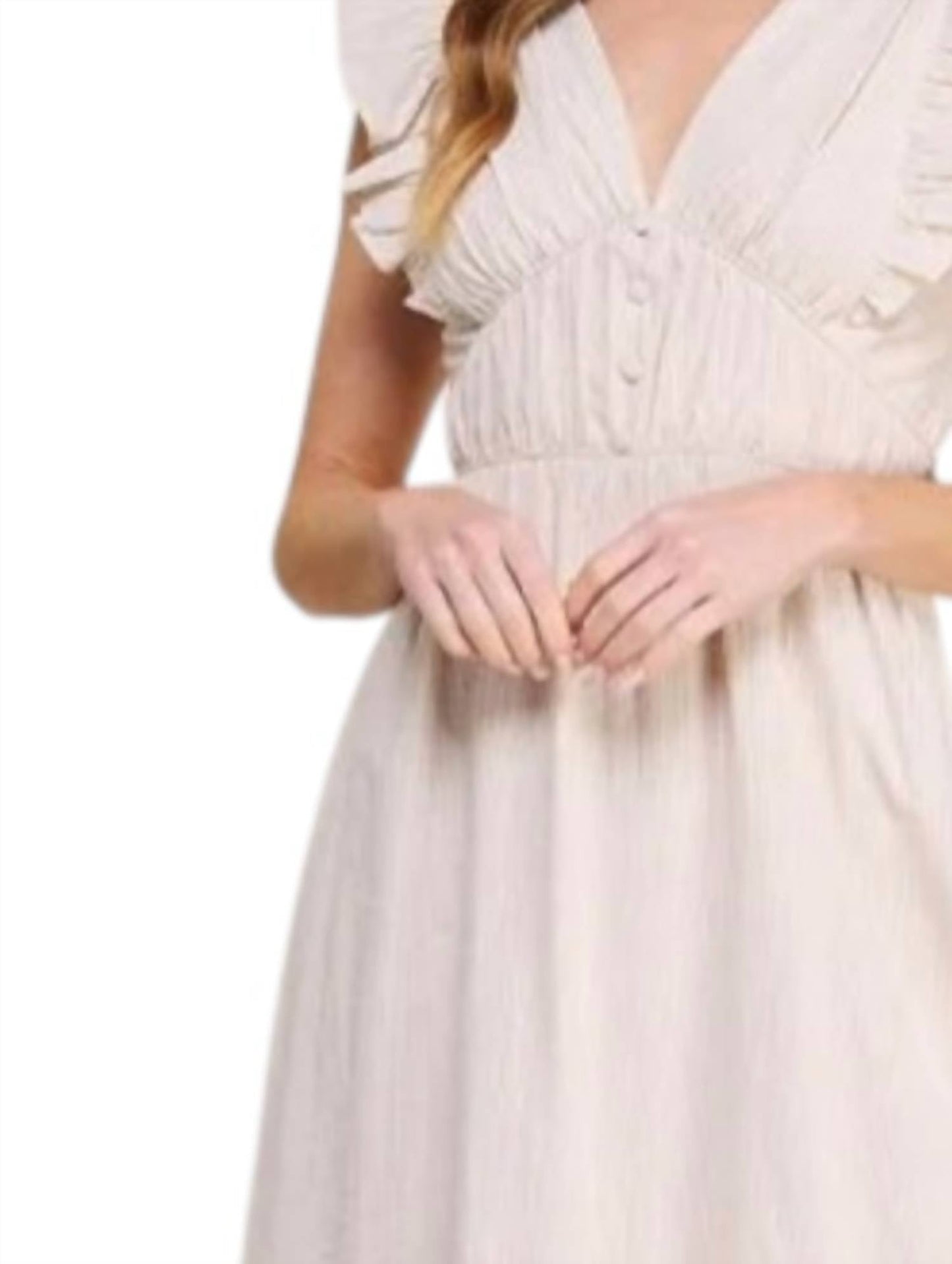Allie Rose - Stripe V Neck Ruffel Dress