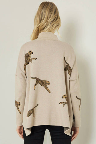 Entro - Leopard Poncho Tunic Sweater