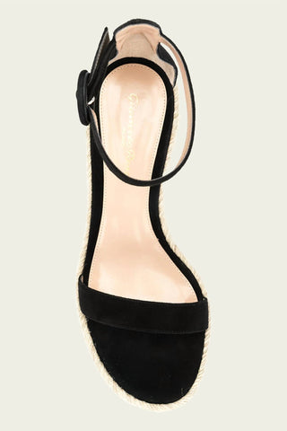 Gianvito Rossi - Sandálias plataforma femininas de camurça trançada