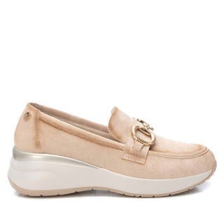 Xti - Mocassins Femininos de Camurça com Corrente Dourada