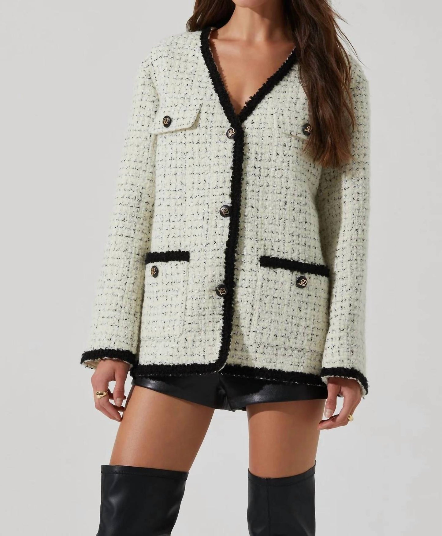 Astr - Collins Contrast Tweed Jacket