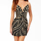 Ashleylauren - Strapless Beaded V-neckline Cocktail Dress