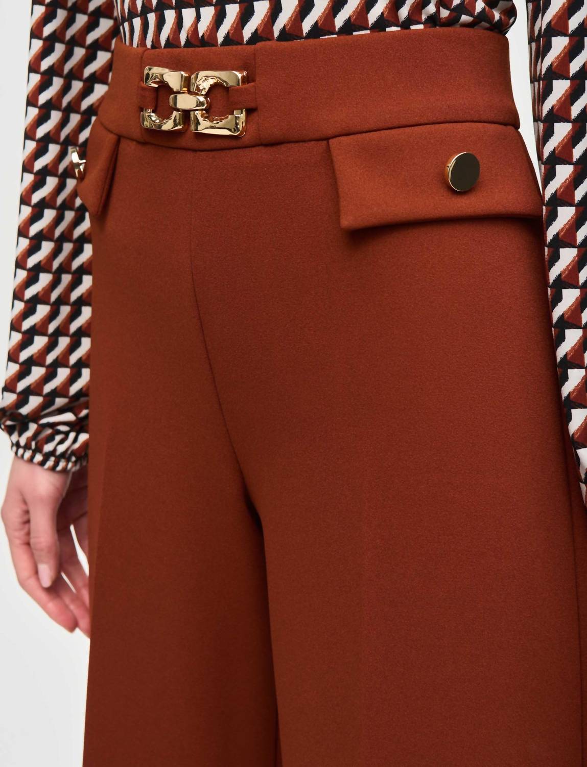Joseph Ribkoff - Crepe Wide-leg Pull-on Cropped Pants