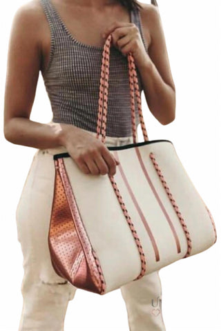 Laken Paige - Bolsa tote feminina Ava com detalhes em ouro rosa
