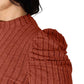 Basic Bae - Ribbed mock neck top with puff sleeves