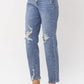 Judy Blue - High Waist Button Fly Destroyed Boyfriend Denim Jeans