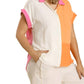 Umgee - Color Block Gauze Top