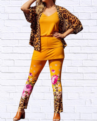 Calypso - Daniela Sienna Print Stretch Knit Leggings