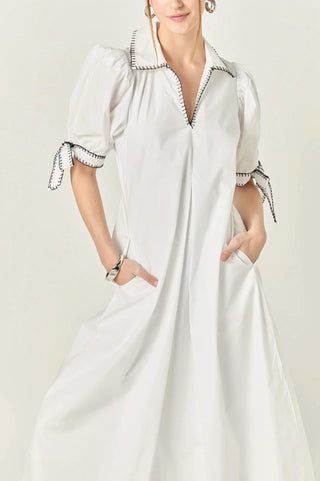 English Factory - Vestido Midi com Detalhes em Costura