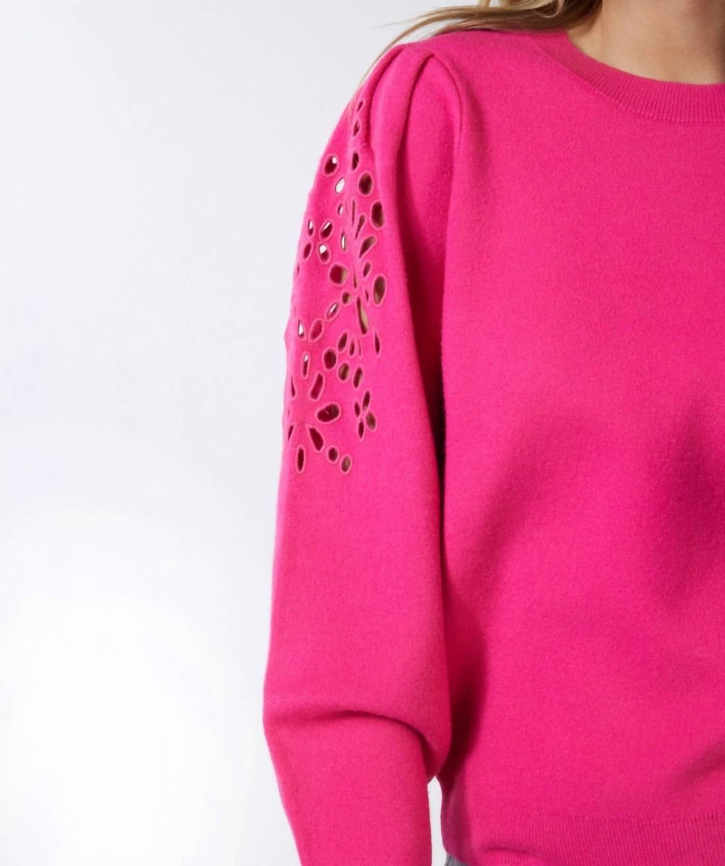 Esqualo - Eyelet Puff-sleeve Sweater