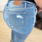 Judy Blue - Mid Rise Distressed Cuffed Skinny Jeans