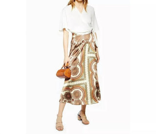 Topshop - Saia midi envolvente com estampa paisley e cetim enviesado