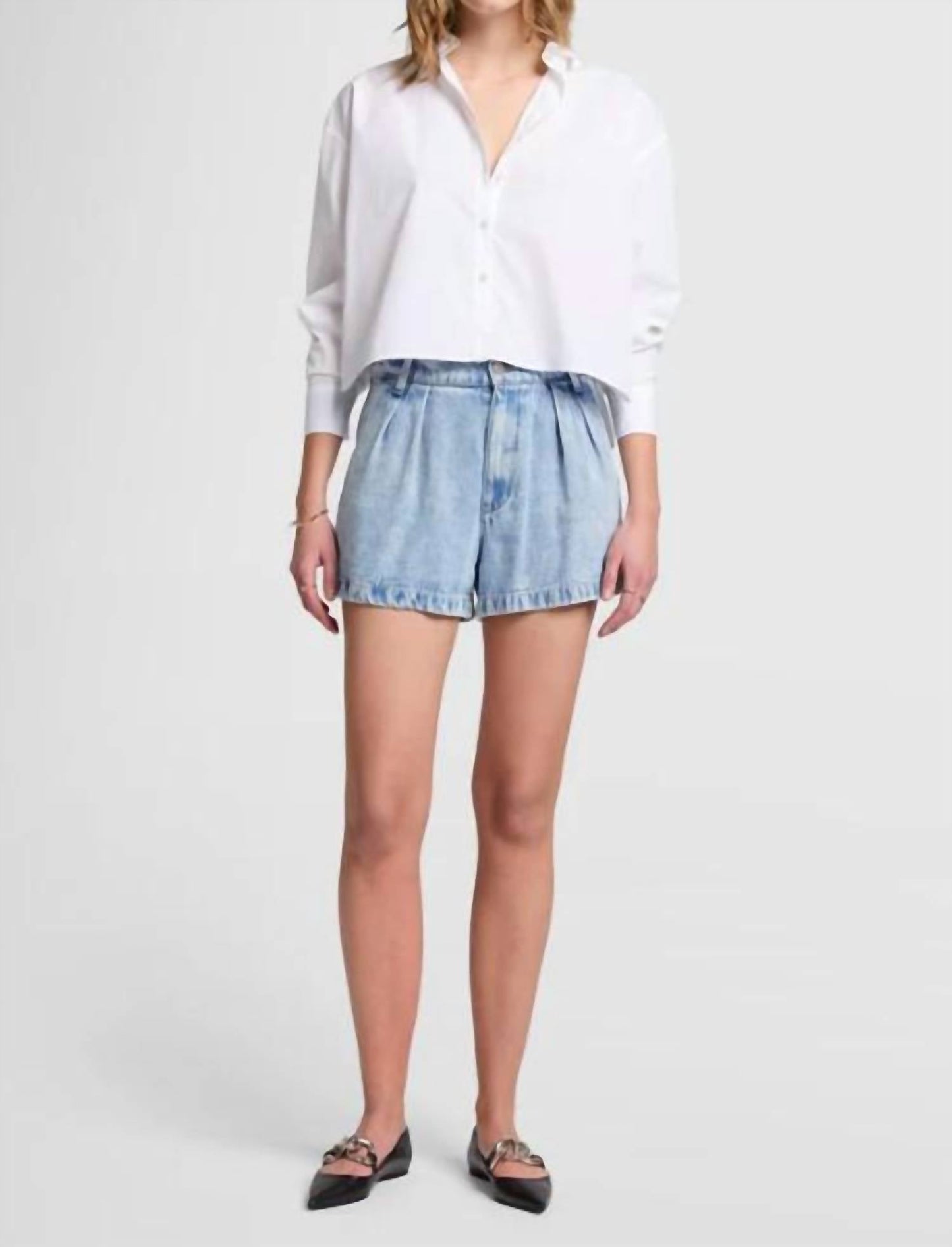 7 For All Mankind - Pleated Denim Shorts