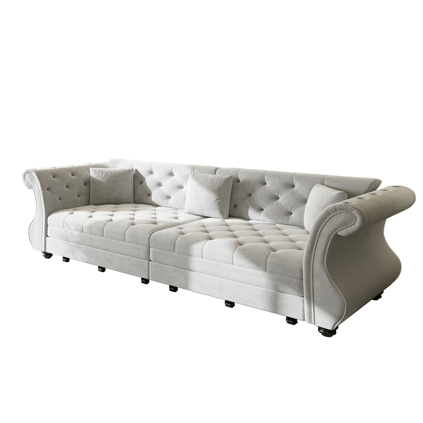 Oversized Chesterfield Pull Out Sofa Bed with Flower Tufting