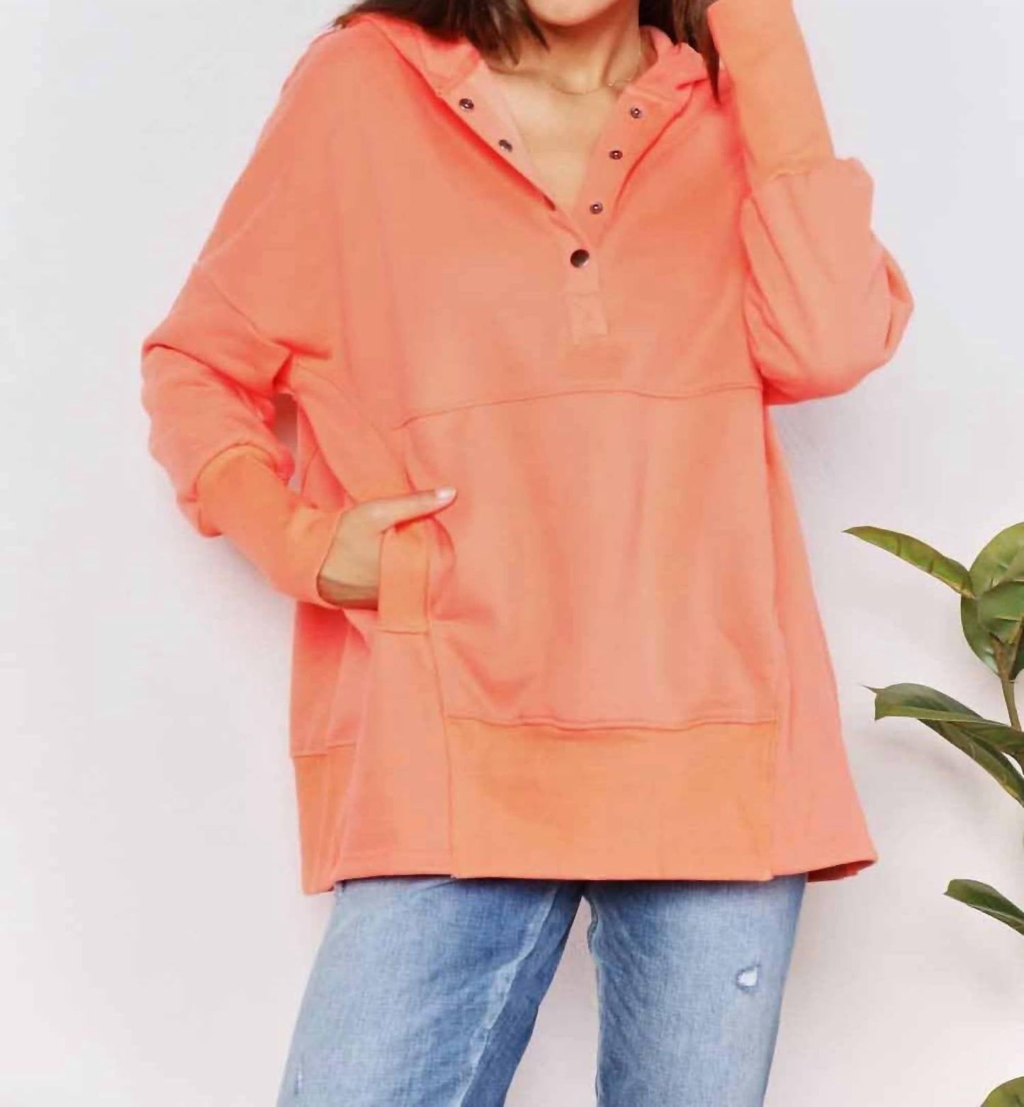 Double Take - Quarter-snap Dropped Shoulder Hoodie