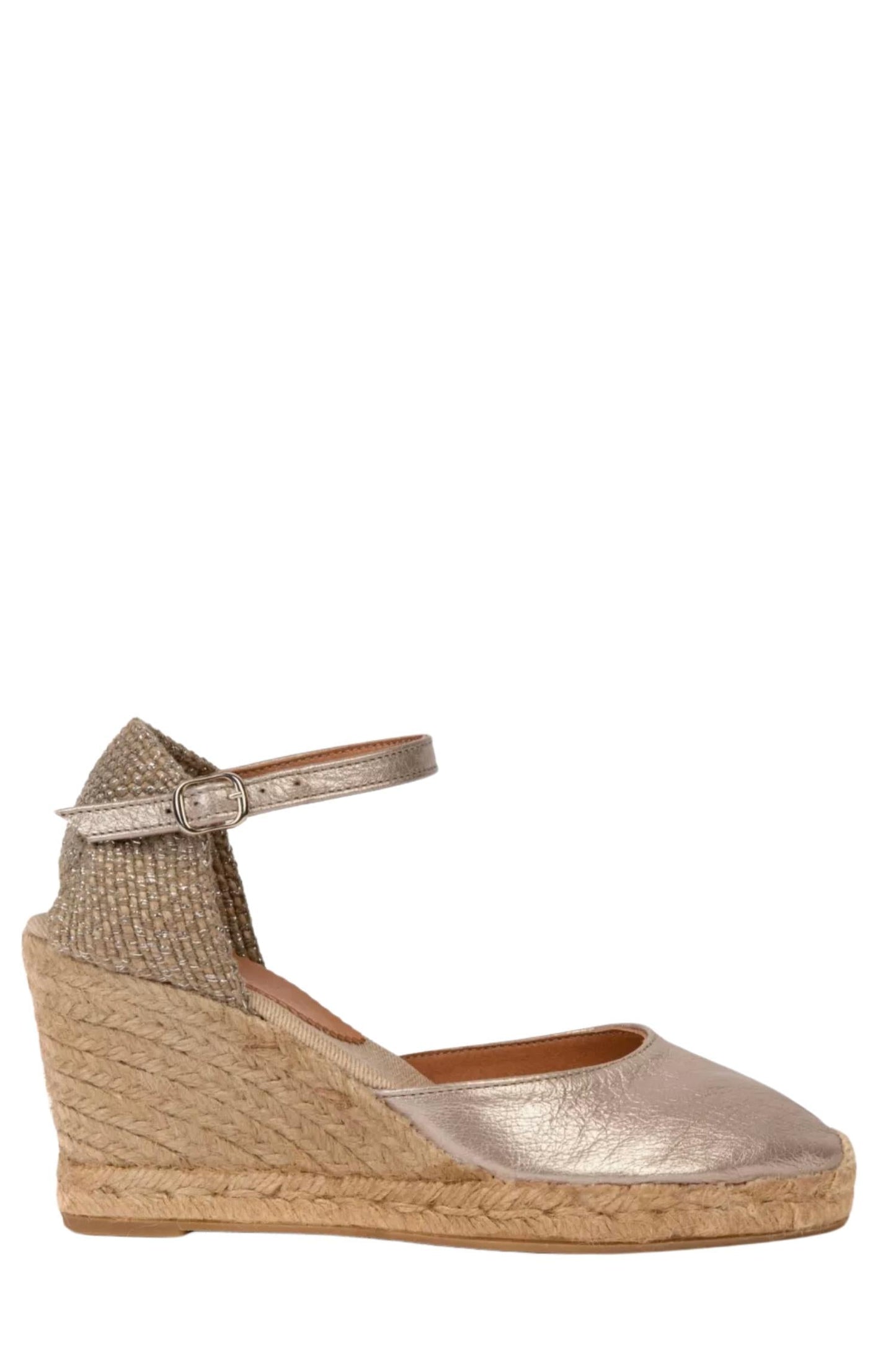 Penelope Chilvers - Women's High Mary Jane Metallic Leather Espadrille