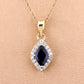 0.92 Carat Genuine Blue Sapphire and White Diamond 14K Yellow Gold Pendant