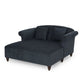 Upholstered Chaise Lounge With Scroll Arms, Turned Legs And 2 Pillows