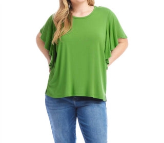 Karen Kane - Flutter Sleeve Crew Neck Top - Plus