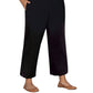 On The Plus Side - Linen Pull On Wide Leg Flood Pants - Plus